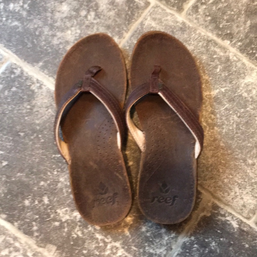 Reef leather flip flops